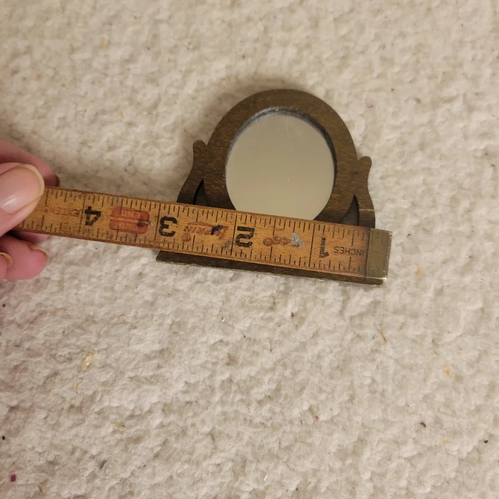 Dollhouse Miniature Vintage Wood Mirror